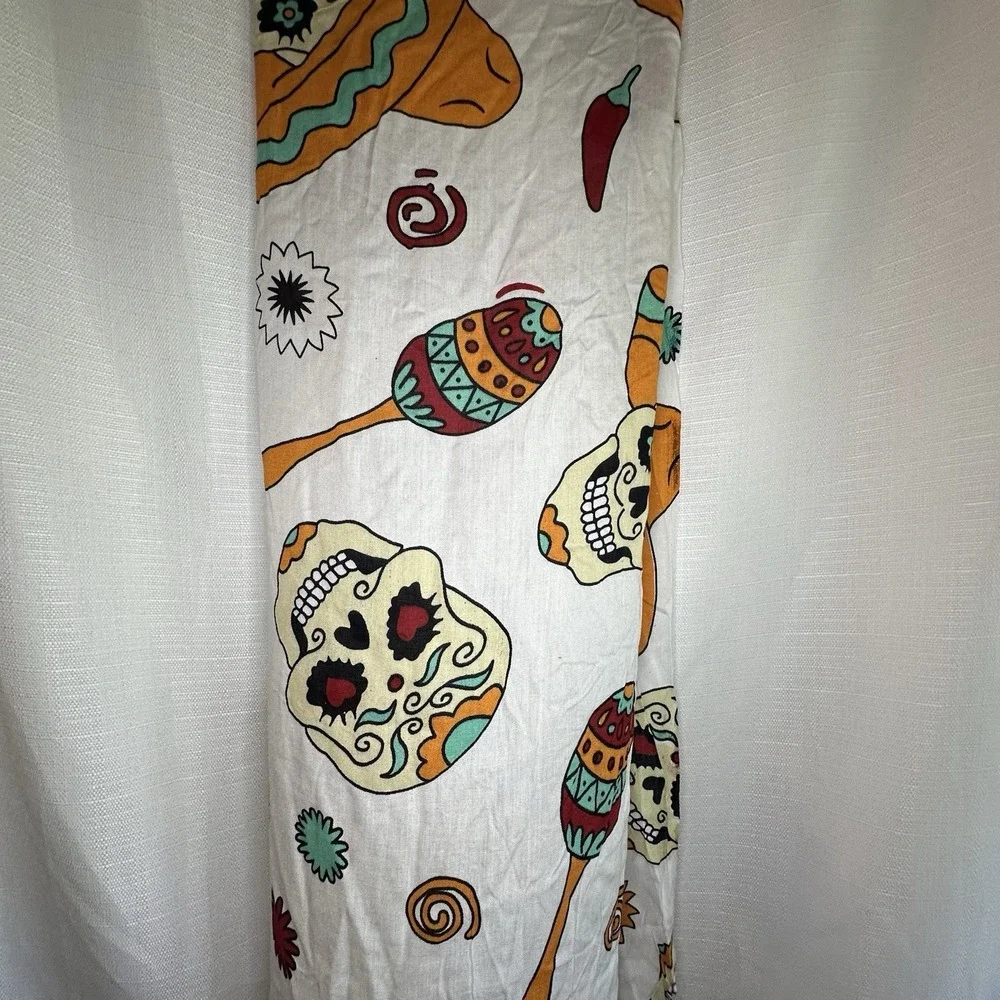 Boho Pareo Sarong Wrap – Sugar Skull Sombrero Print – Festival Beach Scarf OS‎